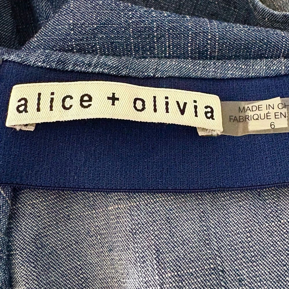 ALICE + OLIVIA 6 JINNY Chambray Blue High-Low Pants Flare Leg Boho Hippie Chic - Picture 2 of 14